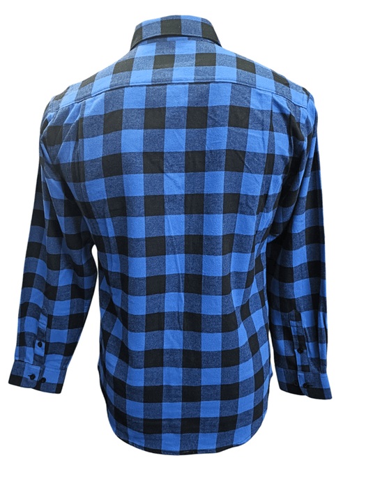 Bisley Mens Long Sleeve Open Front Flannelette - Royal Large Check