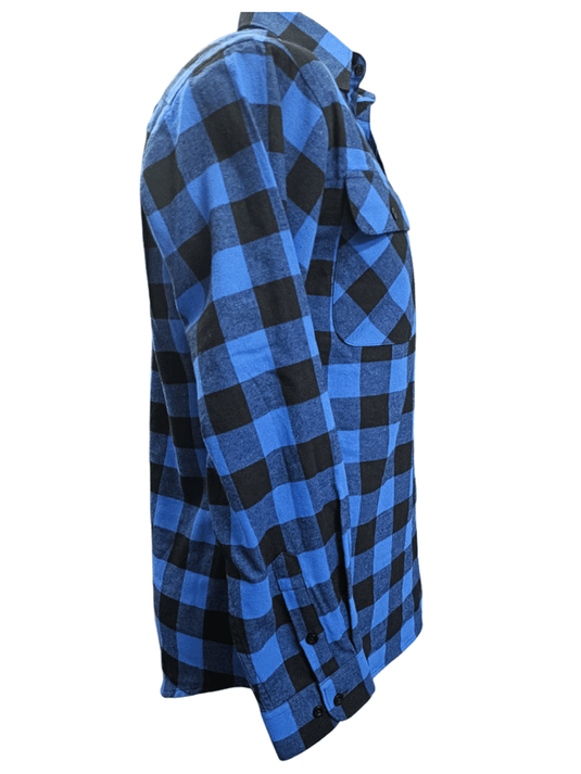 Bisley Mens Long Sleeve Open Front Flannelette - Royal Large Check