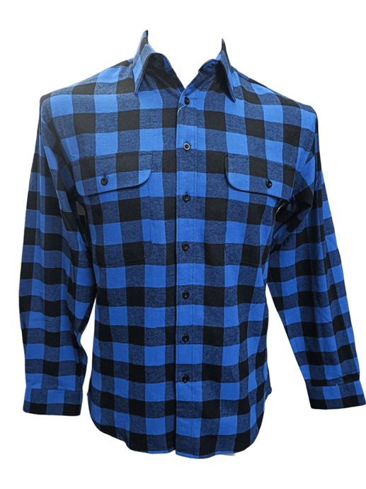 Bisley Mens Long Sleeve Open Front Flannelette - Royal Large Check