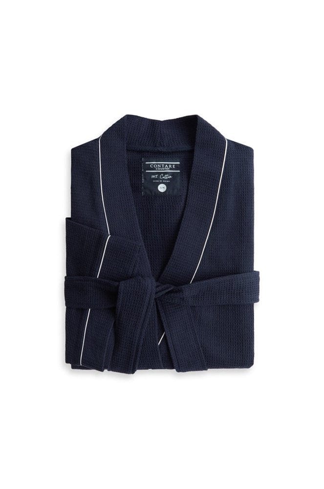 Load image into Gallery viewer, Contare Mens Waffle Bathrobe - French Navy
