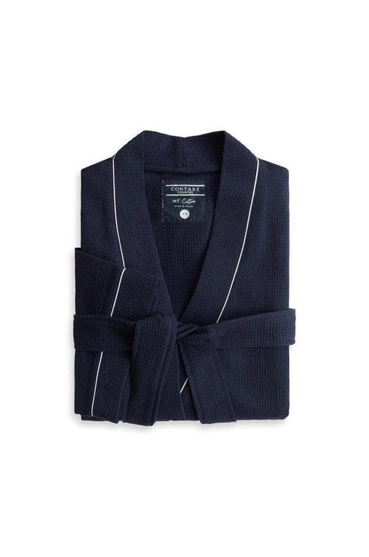 Contare Mens Waffle Bathrobe - French Navy