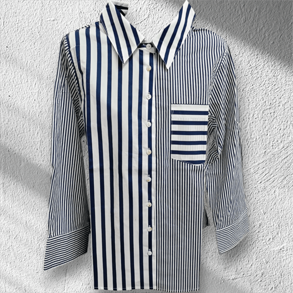 Load image into Gallery viewer, See Saw Womens 100% Cotton 2-Way Stripe Shirt
