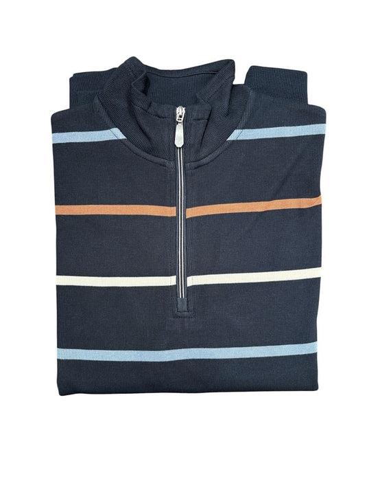 Back Bay Mens French Rib Stripe Sweater - Midnight