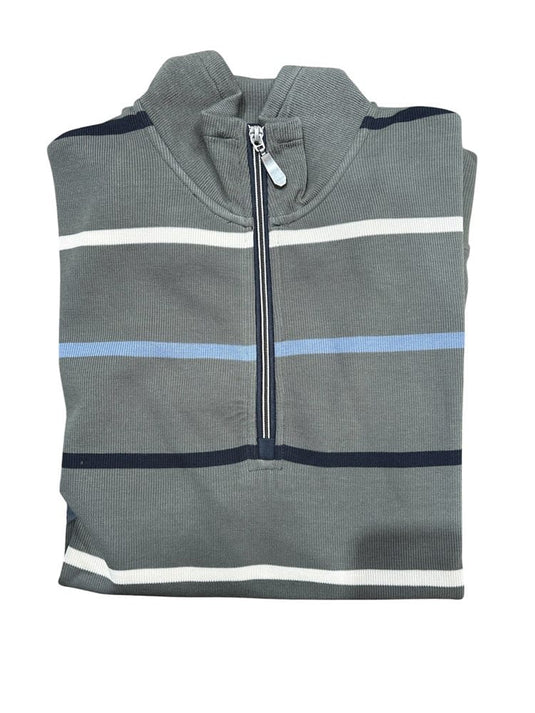 Back Bay Mens French Rib Stripe Sweater - Moss