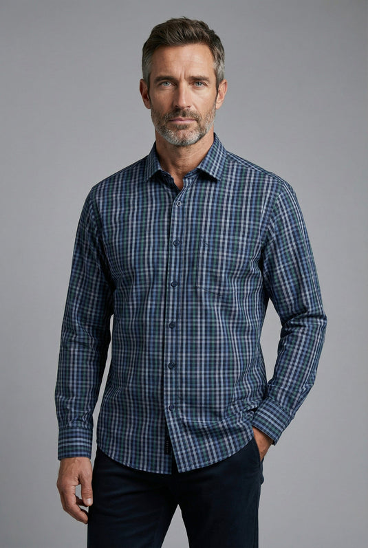Back Bay Mens Check Shirt - Navy