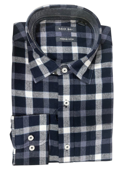 Back Bay Mens Brushed Cotton Shirt - Navy