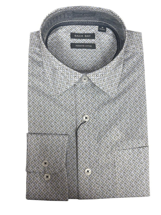 Back Bay Mens Print Shirt - White
