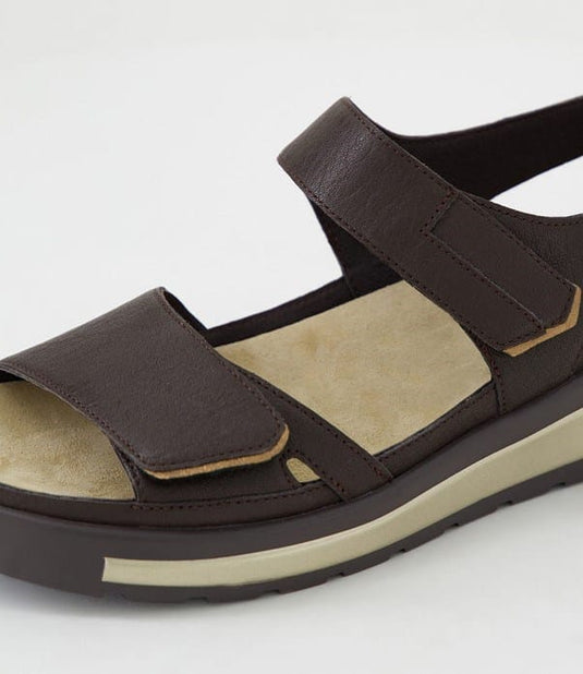 Ziera Womens Gedd W Choc Bronze Leather Sandals