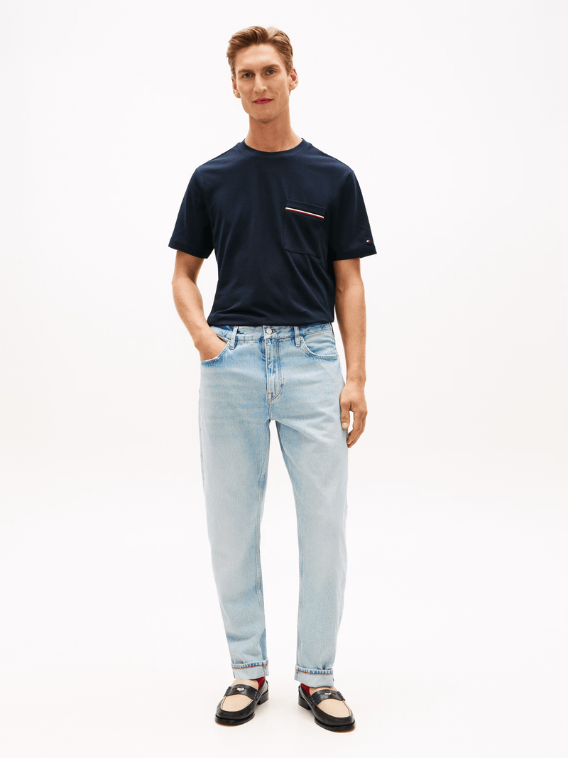 Load image into Gallery viewer, Tommy Hilfiger Mens Global Stripe Pique Pocket Tee - Desert Sky
