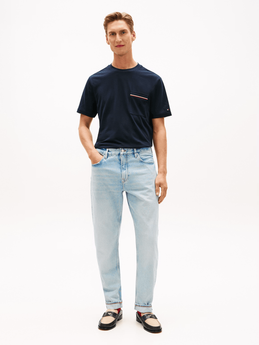 Tommy Hilfiger Mens Global Stripe Pique Pocket Tee - Desert Sky