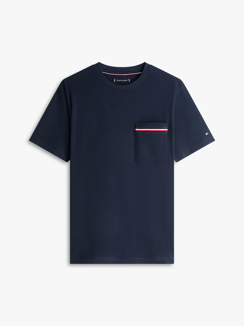 Load image into Gallery viewer, Tommy Hilfiger Mens Global Stripe Pique Pocket Tee - Desert Sky
