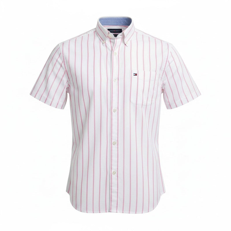 Load image into Gallery viewer, Tommy Hilfiger Mens Light Oxford Wide Stripe Short Sleeve Shirt

