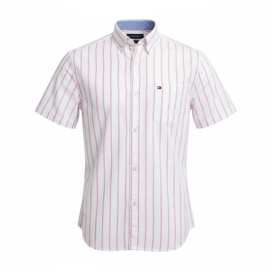 Tommy Hilfiger Mens Light Oxford Wide Stripe Short Sleeve Shirt