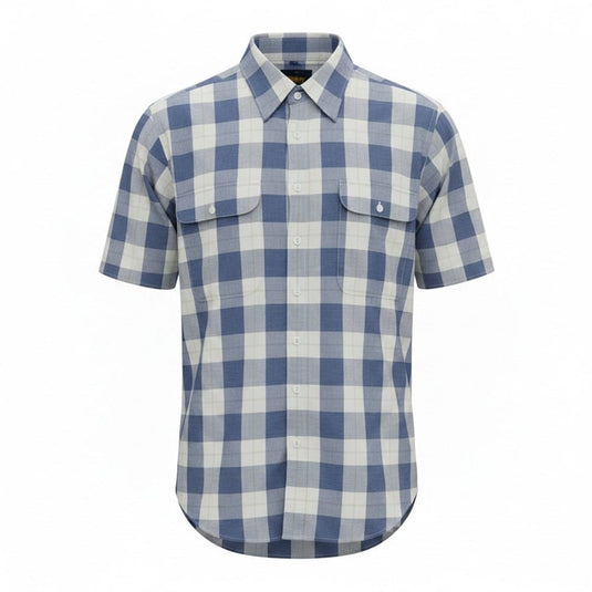 Mens Bisley Short Sleeve Polycotton Large Check - Blue