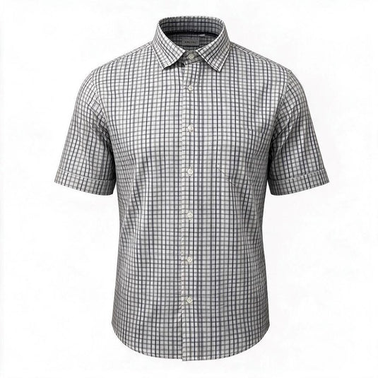 Back Bay Mens Bamboo Poly Soft Touch Check Short Sleeve Shirt