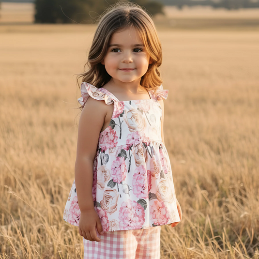 Love Henry Girls Esme Top - Pink Blossom