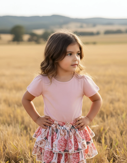 Love Henry Girls Frill Sleeve Top - Pink