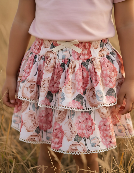Love Henry Girls Frilly Skirt - Pink Blossom