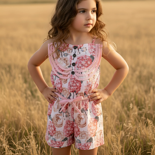 Love Henry Girls Miranda Playsuit - Pink Blossom