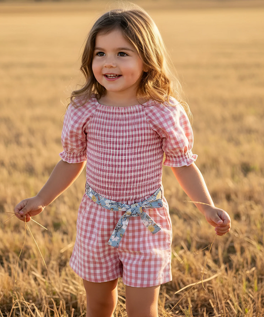 Love Henry Girls Tilly Playsuit - Pink Check