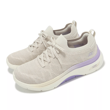 Load image into Gallery viewer, Skechers Womens Go Walk Arch Fit 2.0 Natural/Purple
