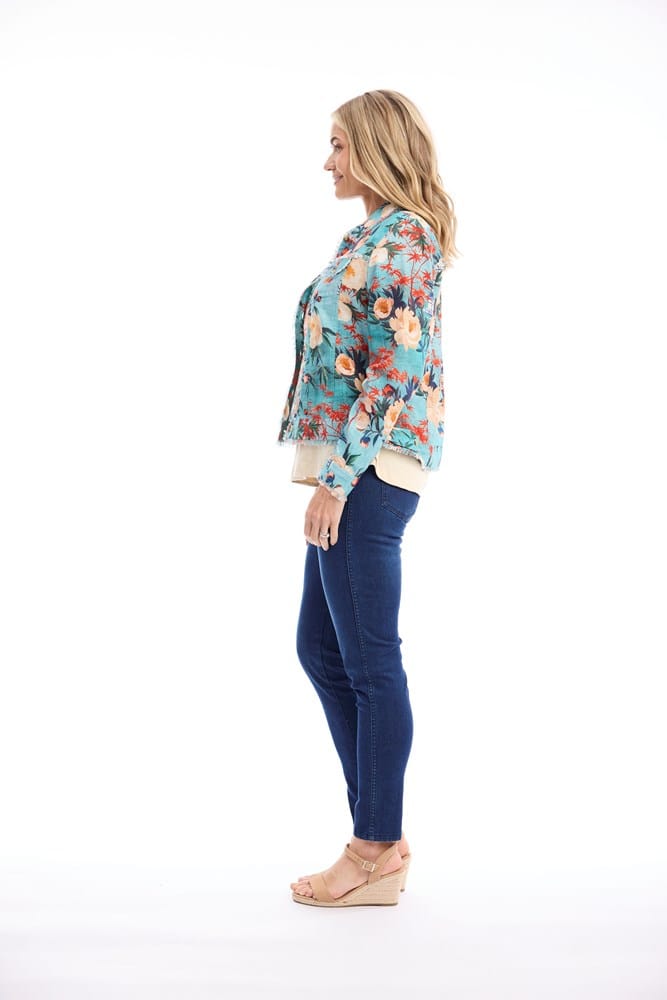 Load image into Gallery viewer, Orientique Womens Gordes Jacket Fringe Sub Print
