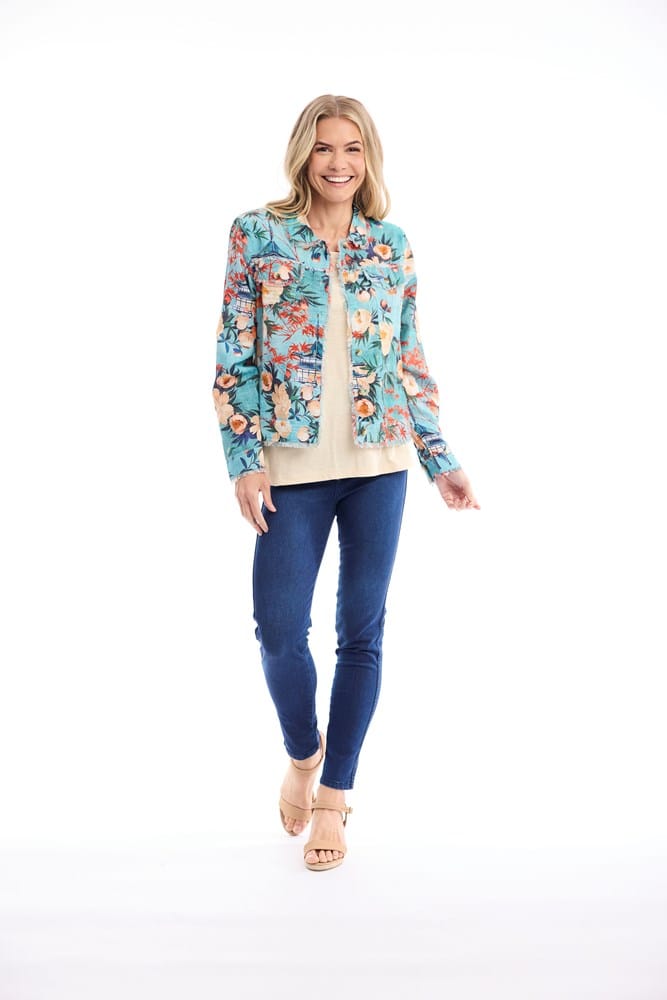 Load image into Gallery viewer, Orientique Womens Gordes Jacket Fringe Sub Print

