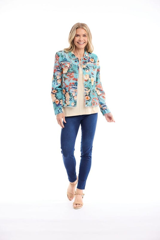 Orientique Womens Gordes Jacket Fringe Sub Print