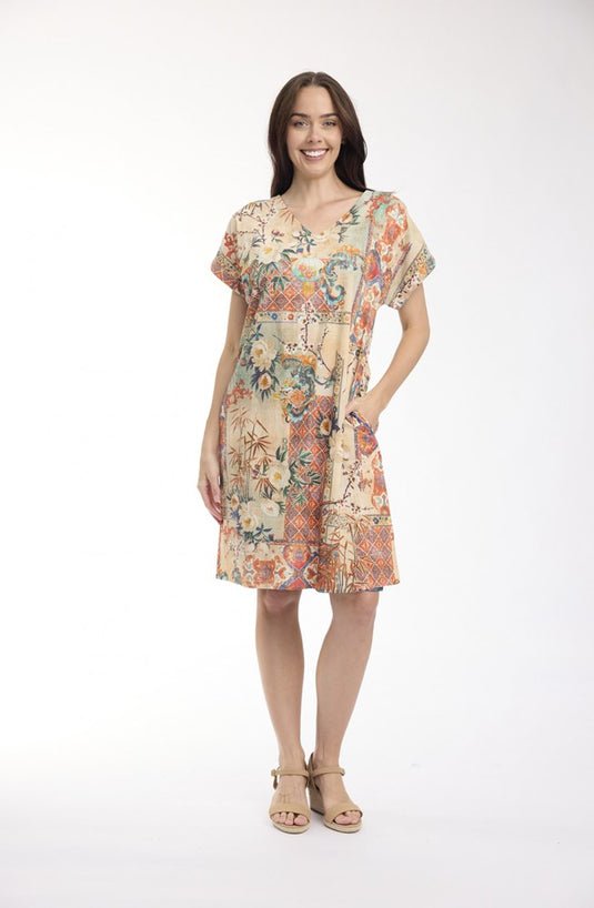 Orientique Womens Gordes Dress Reversible Short Sleeve