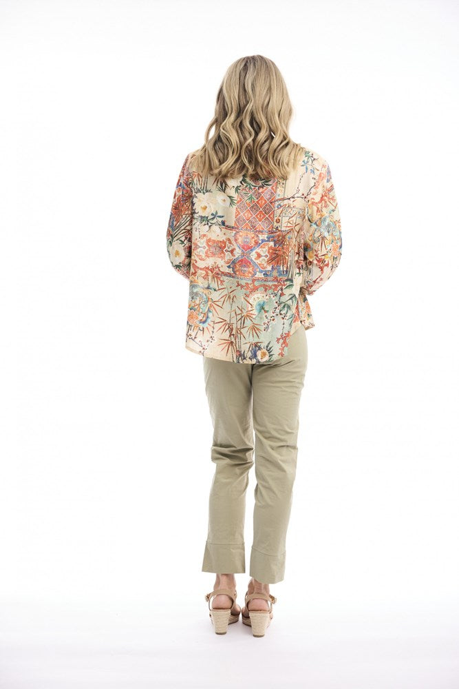 Load image into Gallery viewer, Orientique Womens Gordes Top Round Neck Button Through
