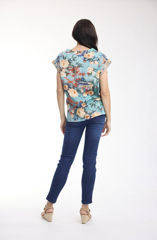 Orientique Womens Gordes Top Rolled Neckline