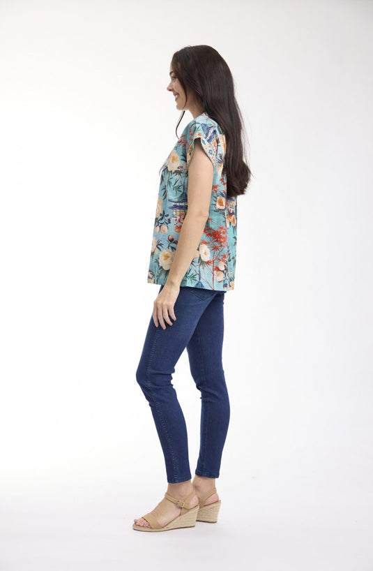 Orientique Womens Gordes Top Rolled Neckline
