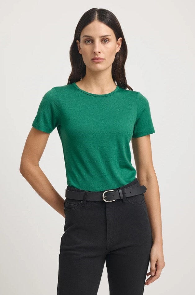 Load image into Gallery viewer, Toorallie Womens Short Sleeve Lush Green Merino Tee
