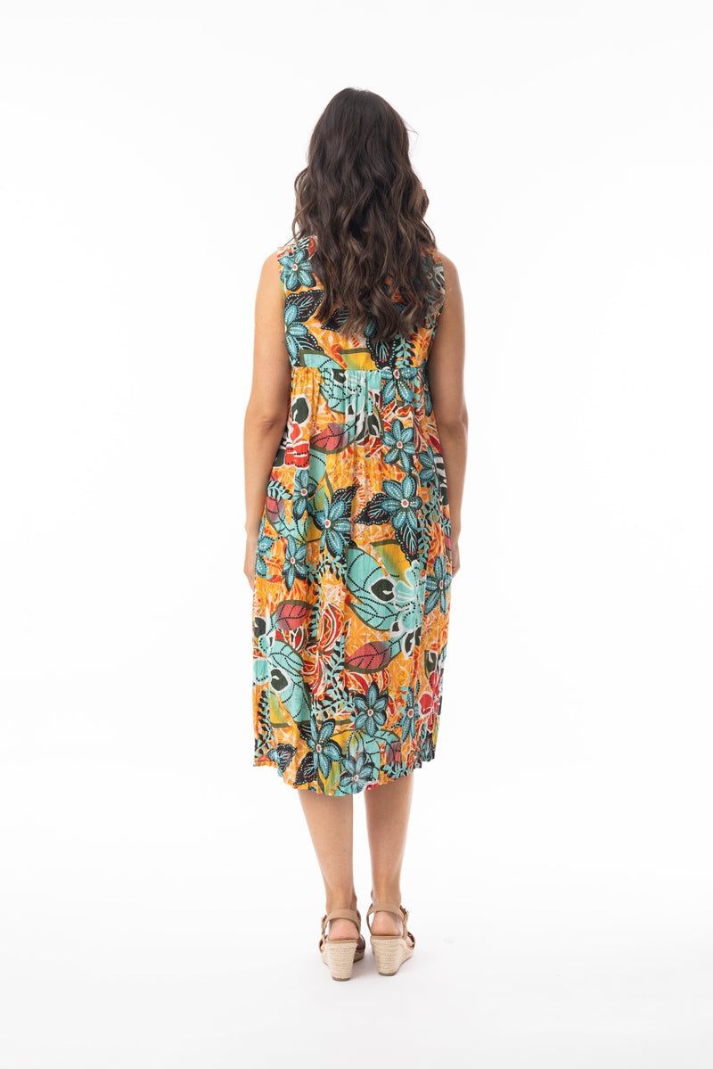 Load image into Gallery viewer, Orientique Womens Guaratiba Dress V Pleated Sleeveless
