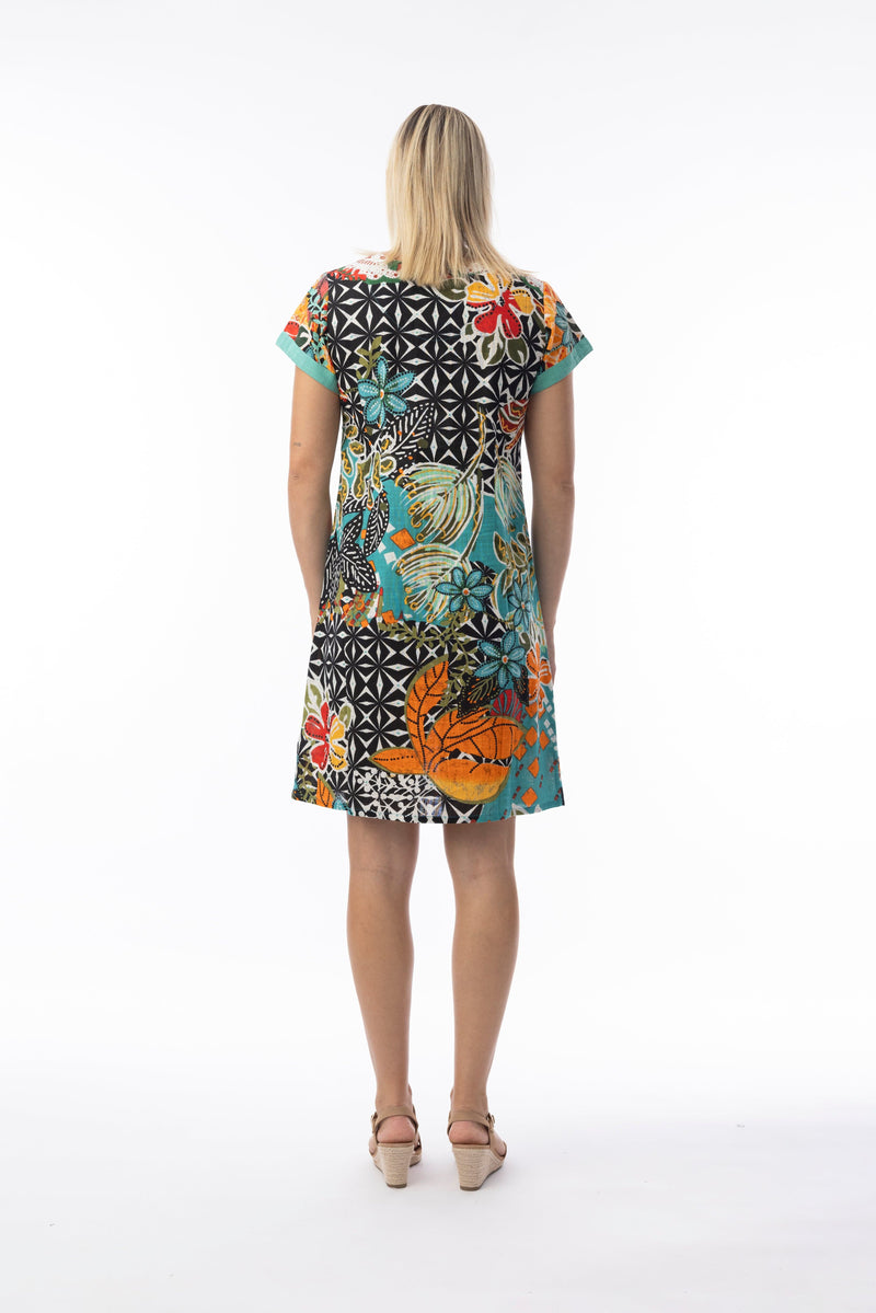 Load image into Gallery viewer, Orientique Womens Guaratiba Dress Patch Short Sleeve
