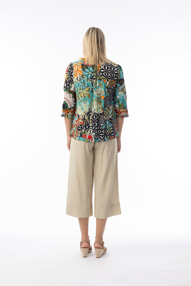 Load image into Gallery viewer, Orientique Womens Guaratiba Top 3/4 Sleeve
