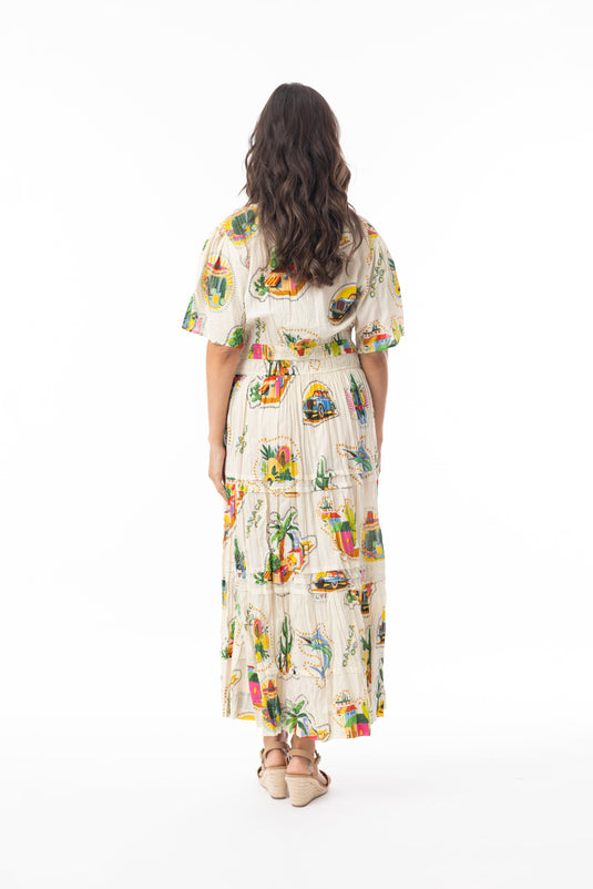 Orientique Womens Guatemala Dress Maxi Elastic Waist