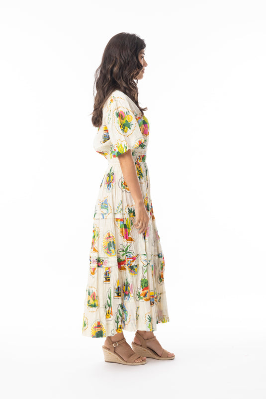 Orientique Womens Guatemala Dress Maxi Elastic Waist