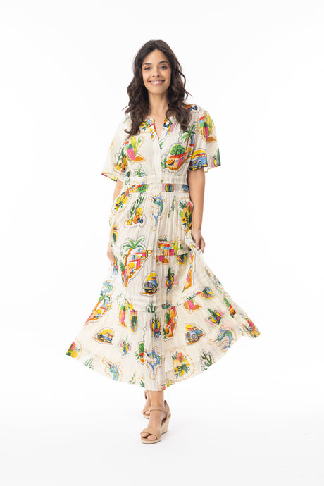 Orientique Womens Guatemala Dress Maxi Elastic Waist