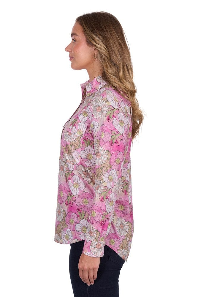 Load image into Gallery viewer, Hard Slog Womens Etta 1/2 Placket Long Sleeve Shirt - Pink
