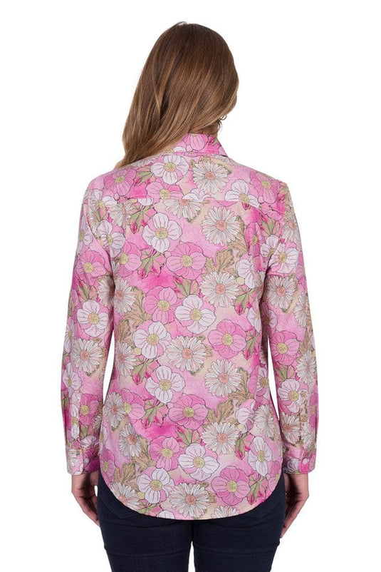 Hard Slog Womens Etta 1/2 Placket Long Sleeve Shirt - Pink