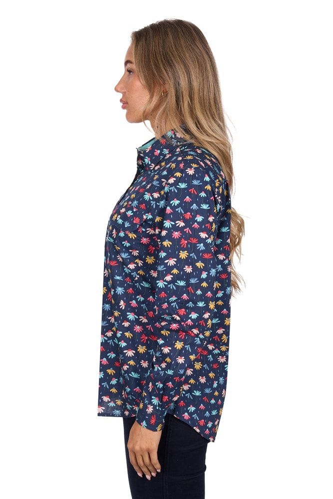 Load image into Gallery viewer, Hard Slog Womens Tori 1/2 Placket Long Sleeve Shirt - Navy
