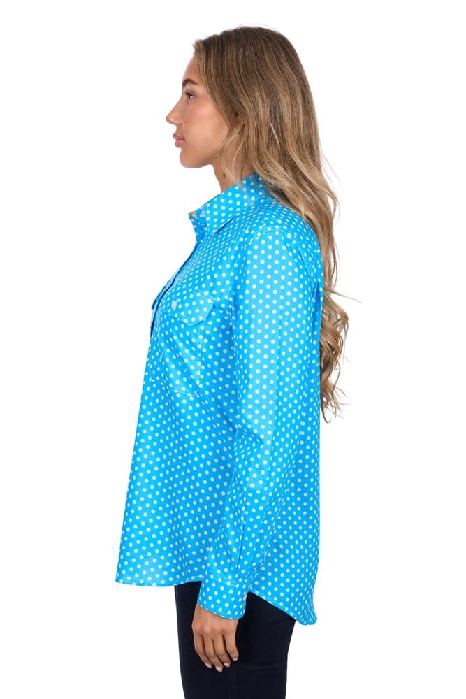 Load image into Gallery viewer, Hard Slog Womens Sia 1/2 Placket Long Sleeve Shirt - Blue
