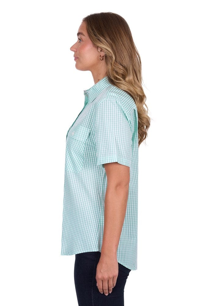 Load image into Gallery viewer, Hard Slog Womens Grace 1/2 Placket Short Sleeve Shirt - Mint
