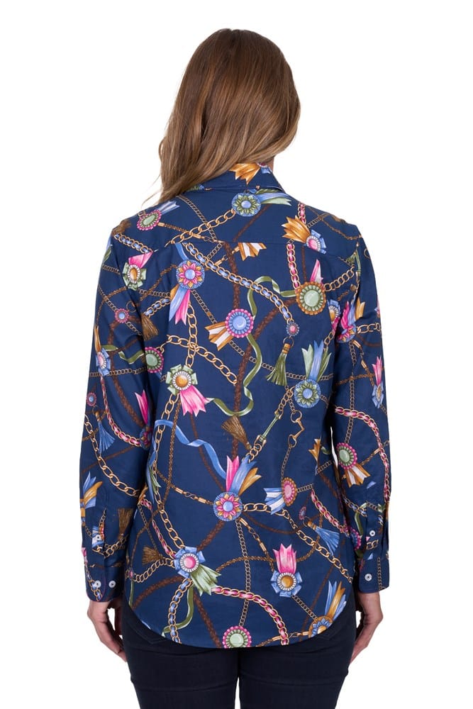 Load image into Gallery viewer, Hard Slog Womens Jolie Full Placket Long Sleeve Shirt - Navy

