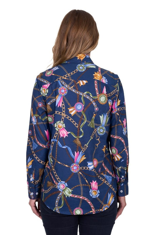 Hard Slog Womens Jolie Full Placket Long Sleeve Shirt - Navy