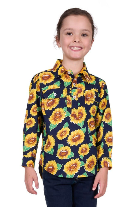 Hard Slog Kids Ally 1/2 Placket Long Sleeve Shirt - Multi