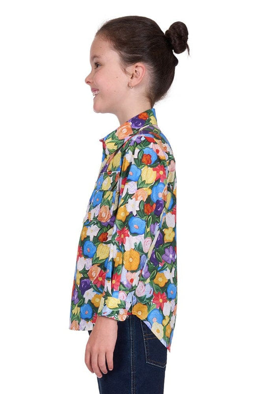 Hard Slog Kids Delia 1/2 Placket Long Sleeve Shirt - Multi