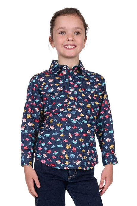 Hard Slog Kids Tori 1/2 Placket Long Sleeve Shirt - Navy