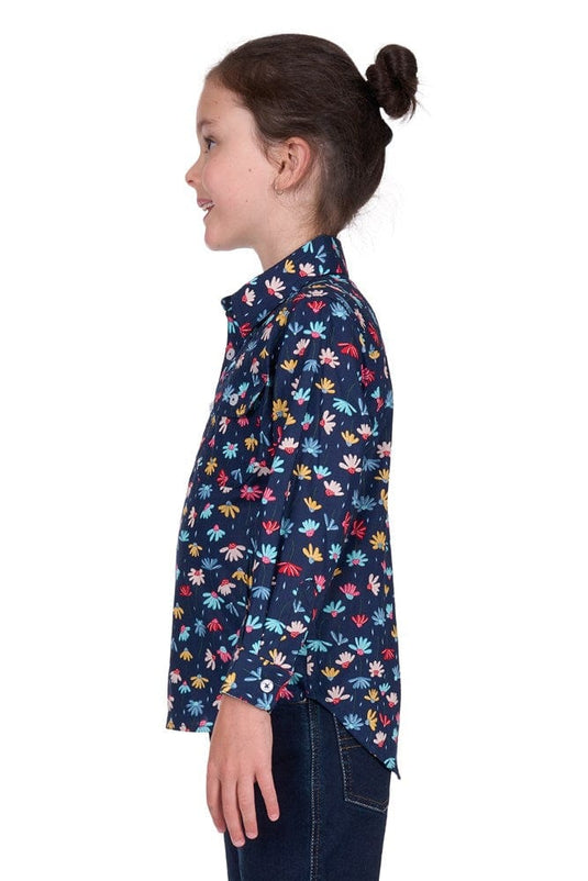 Hard Slog Kids Tori 1/2 Placket Long Sleeve Shirt - Navy